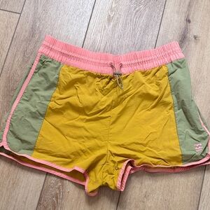 Billabong Women's Pink, Yellow, and Green Athletic Shorts